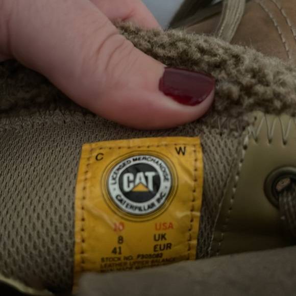 Caterpillar Narcissa Faux Fur Leather Mid Calf Boots, Bossa Nova Taupe, size 10 - Picture 8 of 12